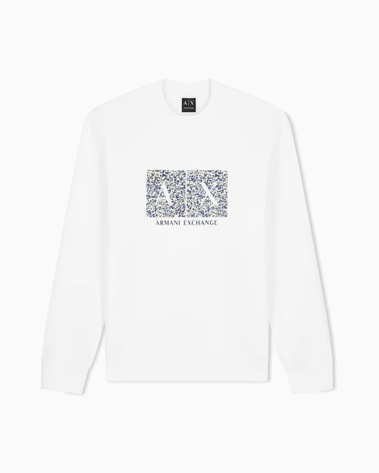 Armani Exchange Armani Exchange Erkek Regular Fit Uzun Kollu Pamuklu Logo Desenli Beyaz Sweatshirt XM002888 AF10818-U0009
