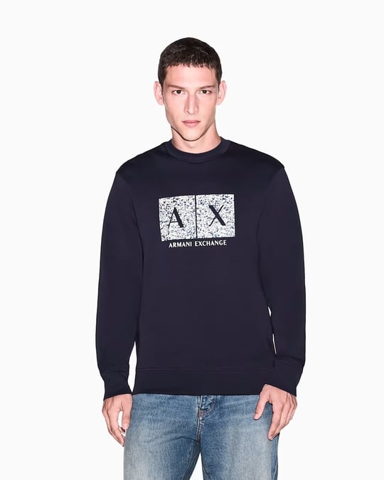 Armani Exchange Armani Exchange Erkek Regular Fit Uzun Kollu Pamuklu Logo Desenli Lacivert Sweatshirt XM002888 AF10818-UB101