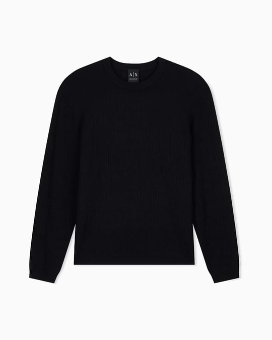 Armani Exchange Armani Exchange Erkek Uzun Kollu Yuvarlak Yaka Siyah Kazak XM002986 AF10454-UC001