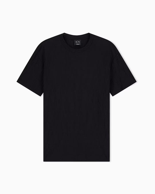 Armani Exchange Armani Exchange Erkek Yuvarlak Yakalı Kabartma Desenli Kısa Kollu Pamuklu Siyah T-Shirt XM003073 AF10337-UC001