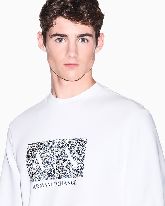 Armani Exchange Armani Exchange Erkek Regular Fit Uzun Kollu Pamuklu Logo Desenli Beyaz Sweatshirt XM002888 AF10818-U0009