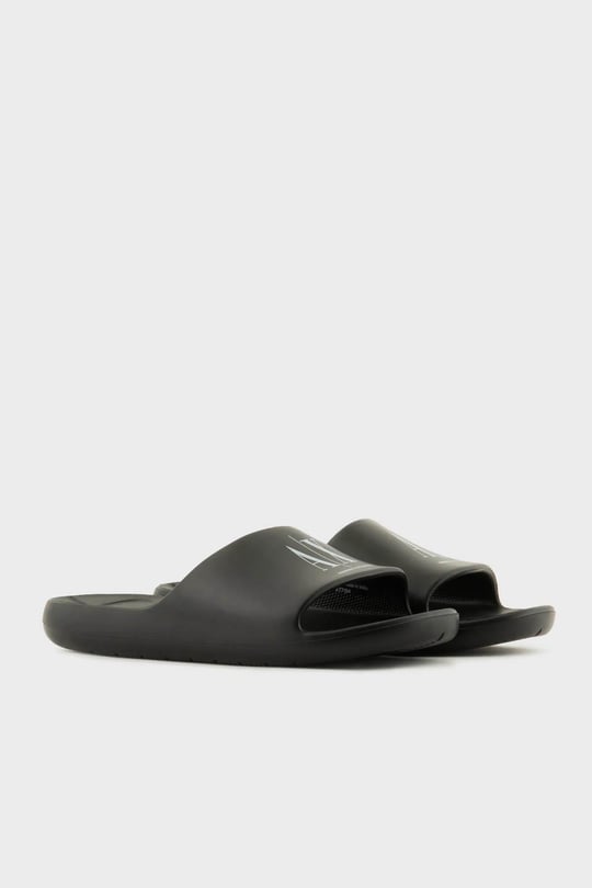 ARMANI EXCHANGE Armani Exchange Erkek Rahat Düz Taban AX Logolu Siyah-Beyaz Terlik XUP012 XV675-S277