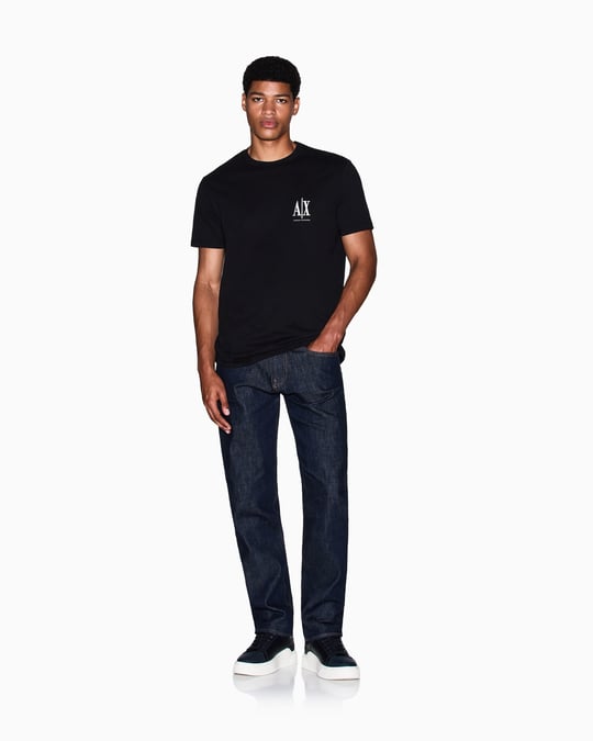 Armani Exchange Armani Exchange Erkek Regular Fit Yuvarlak Yakalı Logo Baskılı Kısa Kollu Siyah T-Shirt XM000365 AF12308-UC001