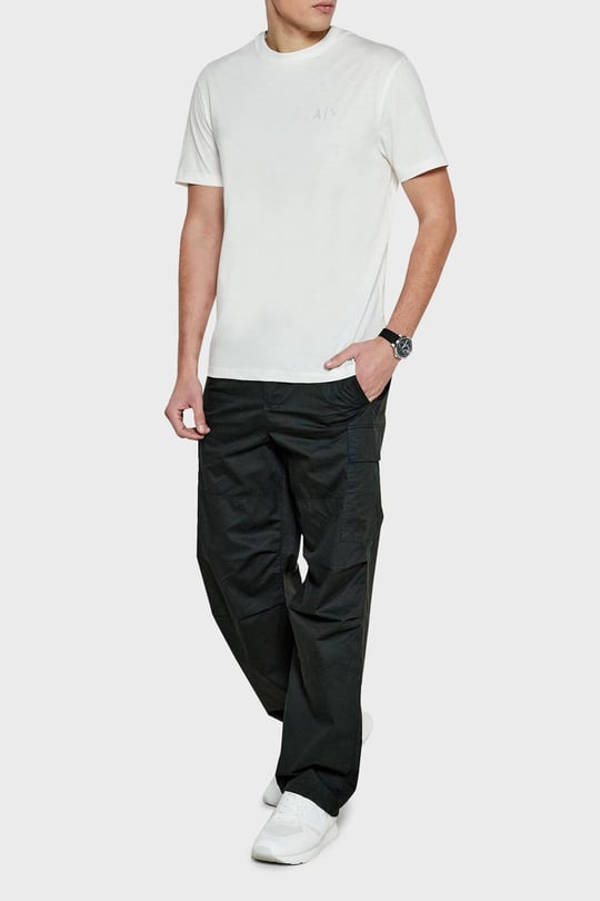 ARMANI EXCHANGE Armani Exchange Erkek Normal Kalıp Yuvarlak Yakalı AX Logolu Pamuklu Kısa Kollu Beyaz T-Shirt XM000327 AF10364-U0009