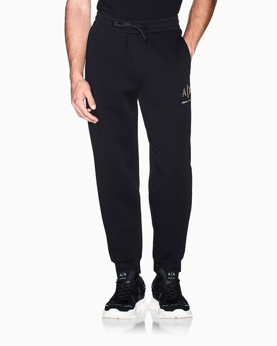 Armani Exchange Armani Exchange Erkek Regular Fit Logo Nakışlı Beli Ve Paçası Lastikli Pamuklu Siyah Pantolon XM003553 AF20150-UC001