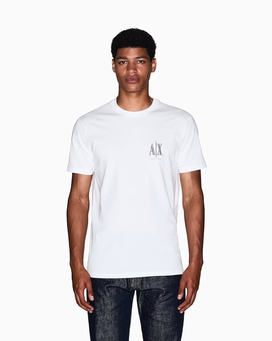 Armani Exchange Armani Exchange Erkek Regular Fit Yuvarlak Yakalı Logo Baskılı Kısa Kollu Beyaz T-Shirt XM000365 AF12308-U0009