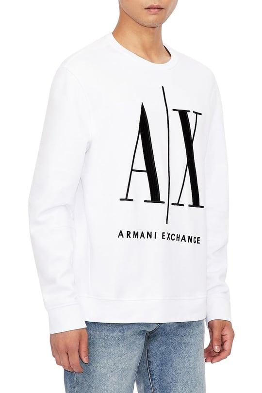Armani Exchange Armani Exchange Erkek Marka Logolu Uzun Kollu Bisiklet Yaka Günlük Beyaz Sweatshirt 8NZMPA ZJ1ZZ-1100