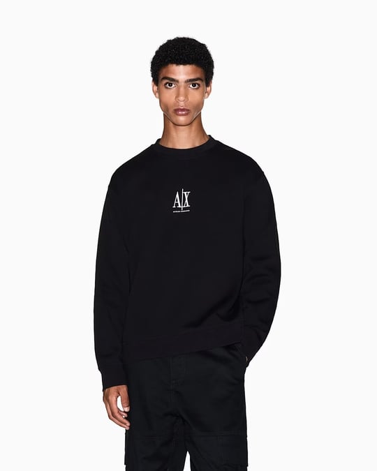 Armani Exchange Armani Exchange Erkek Regular Fit Yuvarlak Yaka Uzun Kollu Pamuklu Siyah Sweatshirt XM000368 AF10818-UC001