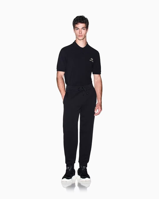 Armani Exchange Armani Exchange Erkek Regular Fit Logo Nakışlı Beli Ve Paçası Lastikli Pamuklu Siyah Pantolon XM003553 AF20150-UC001
