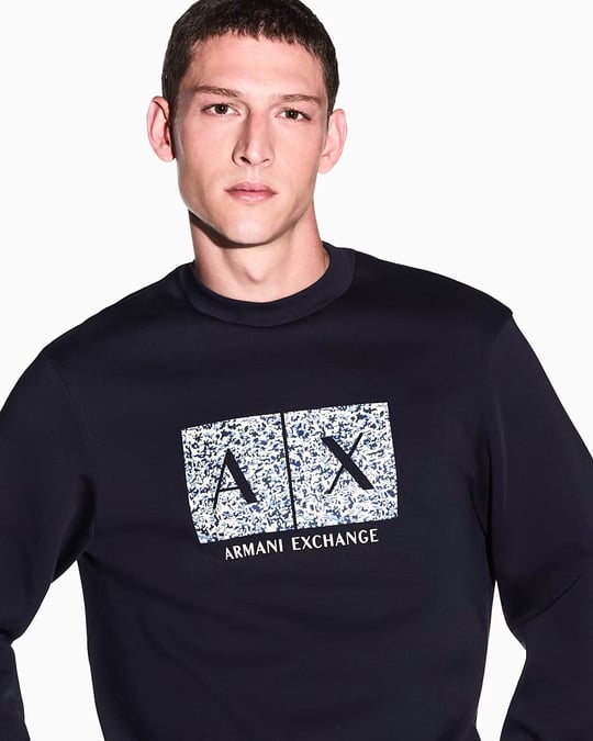 Armani Exchange Armani Exchange Erkek Regular Fit Uzun Kollu Pamuklu Logo Desenli Lacivert Sweatshirt XM002888 AF10818-UB101