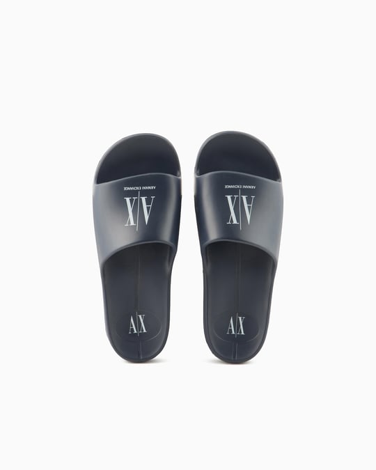 ARMANI EXCHANGE Armani Exchange Erkek Rahat Düz Taban AX Logolu Lacivert Terlik XUP012 XV675-K487