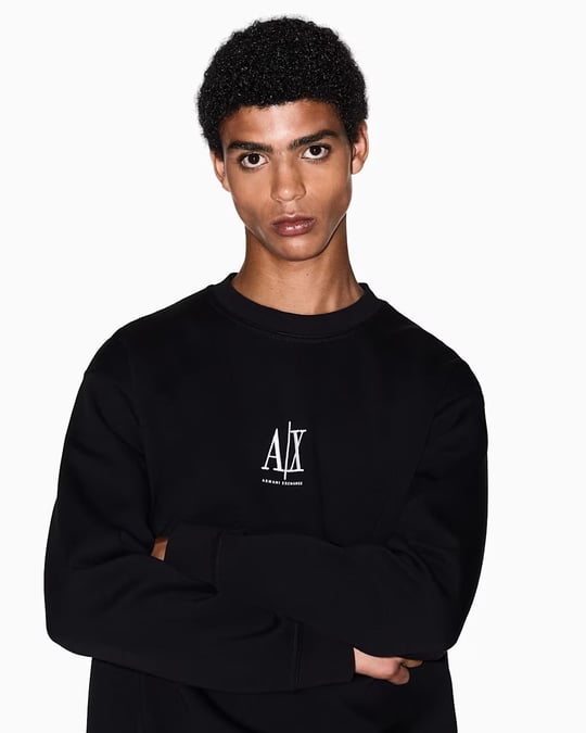 Armani Exchange Armani Exchange Erkek Regular Fit Yuvarlak Yaka Uzun Kollu Pamuklu Siyah Sweatshirt XM000368 AF10818-UC001