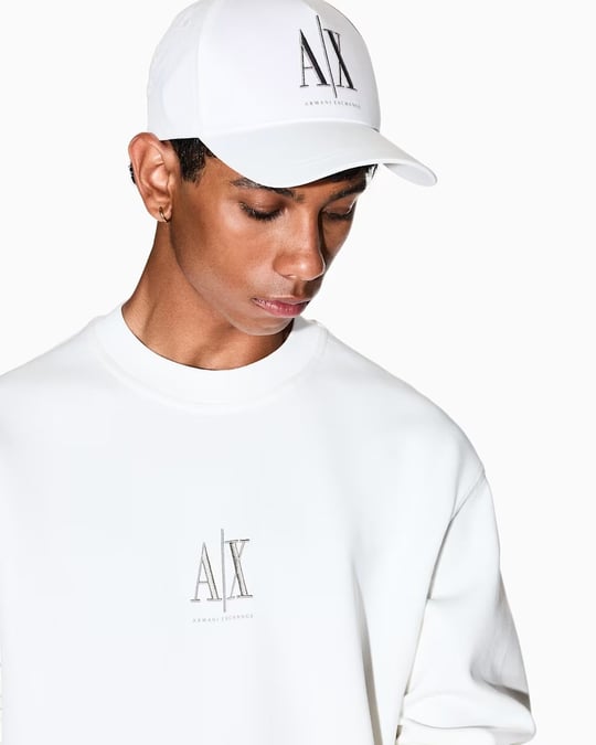 Armani Exchange Armani Exchange Erkek Regular Fit Yuvarlak Yaka Uzun Kollu Pamuklu Beyaz Sweatshirt XM000368 AF10818-U0009