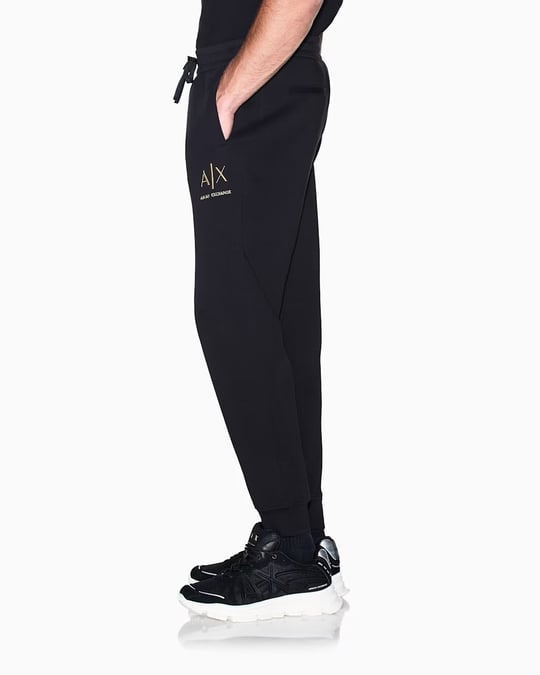 Armani Exchange Armani Exchange Erkek Regular Fit Logo Nakışlı Beli Ve Paçası Lastikli Pamuklu Siyah Pantolon XM003553 AF20150-UC001
