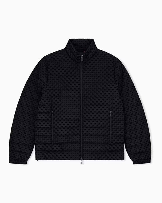 Armani Exchange Armani Exchange Erkek Uzun Kollu Logo Desenli Sıfır Yakalı Siyah Ceket XM003510 AF19870-UC001