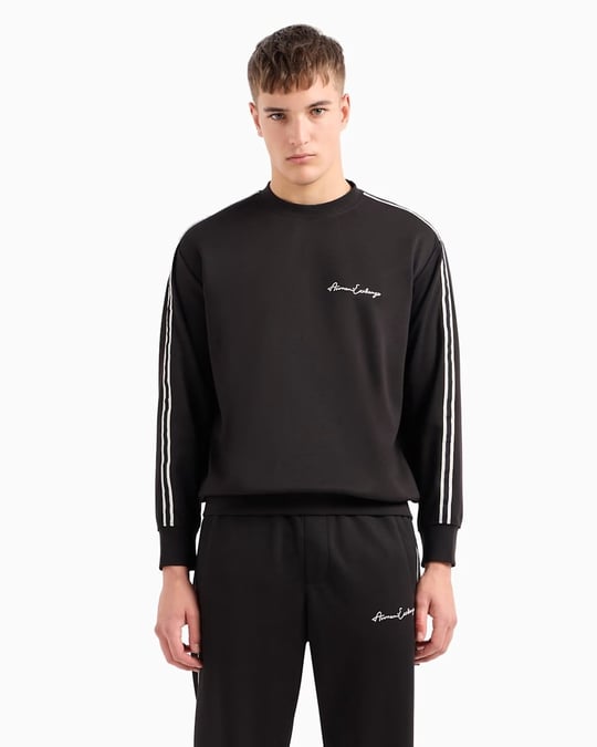 Armani Exchange Armani Exchange Erkek Yuvarlak Yaka Desenli Uzun Kollu Regular Fit Siyah Sweatshirt 8NZMSG Z9N1Z-1200