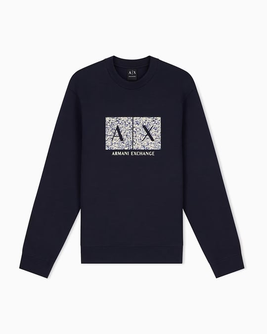 Armani Exchange Armani Exchange Erkek Regular Fit Uzun Kollu Pamuklu Logo Desenli Lacivert Sweatshirt XM002888 AF10818-UB101
