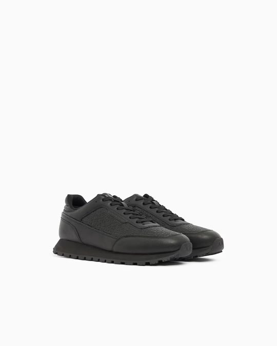 Armani Exchange Armani Exchange Erkek Düşük Bilekli Suni Deri Logo Desenli Düz Tabanlı Siyah Sneaker XM003644 AF29408-UC001