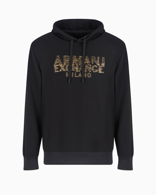 ARMANI EXCHANGE Armani Exchange Erkek Kontrast Logolu Regular Fit Kapüşonlu Pamuklu Uzun Kollu Siyah Sweatshirt XM000332 AF12269-UC001