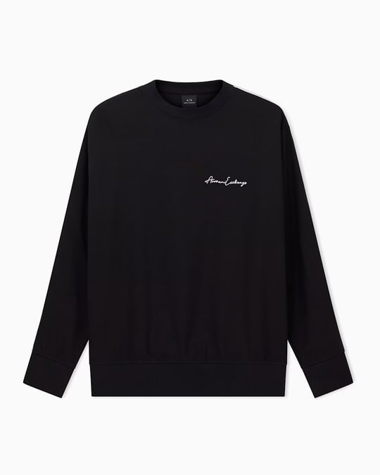Armani Exchange Armani Exchange Erkek Yuvarlak Yaka Desenli Uzun Kollu Regular Fit Siyah Sweatshirt 8NZMSG Z9N1Z-1200