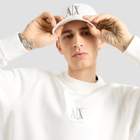 ARMANI EXCHANGE Armani Exchange Erkek Vizörlü Ayarlanabilir Nefes Alabilen Kumaş Önü Logolu Beyaz Spor Şapka XM000811 AF13343-U0009