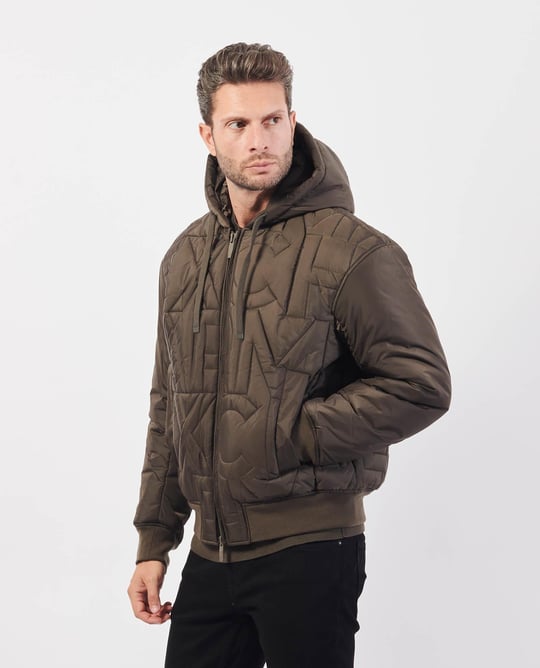 Armani Exchange Armani Exchange Erkek Kapüşonlu Günlük Kullanım Marka Detaylı Kahverengi Mont 6DZB11 ZN4XZ-1897