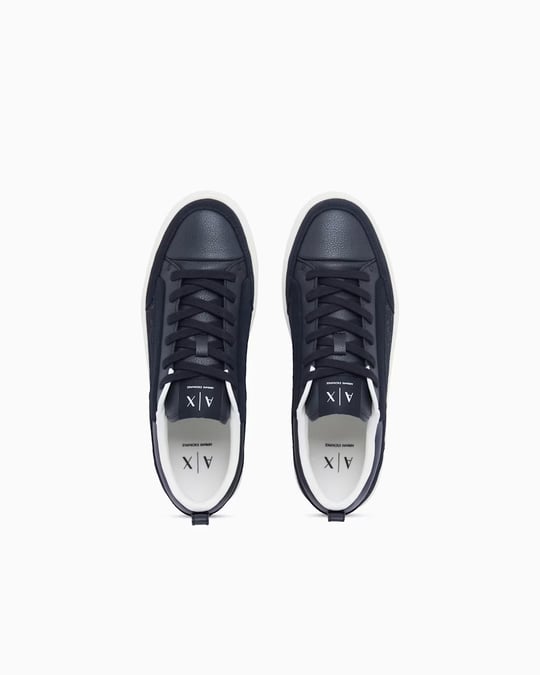 Armani Exchange Armani Exchange Erkek Logo Desenli Düşük Bilekli Süet Detaylı Deri Lacivert Sneaker XM003388 AF27475-UB004