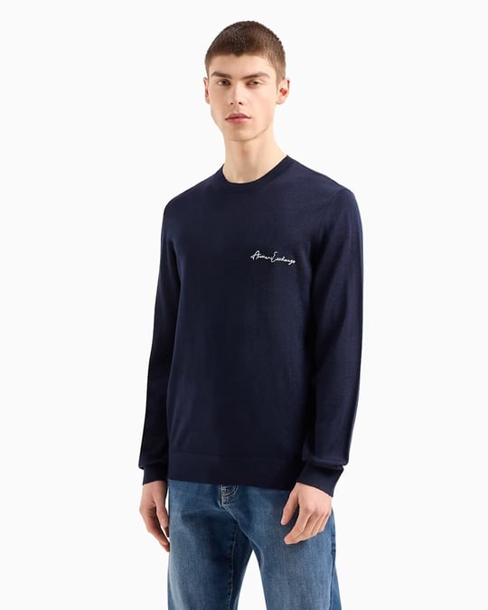 Armani Exchange Armani Exchange Erkek Yuvarlak Yakalı Uzun Kollu Lacivert Kazak 8NZM5A ZM1YZ-1510