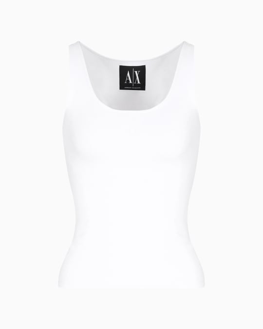 ARMANI EXCHANGE Armani Exchange Kadın Dokuma Kumaş Normal Kalıp Askılı AX Logo İşlemeli Beyaz T-Shirt XW000829 AF13729-U0002