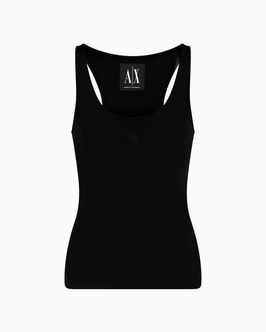 ARMANI EXCHANGE Armani Exchange Kadın Dokuma Kumaş Normal Kalıp Askılı AX Logo İşlemeli Siyah T-Shirt XW000829 AF13729-UC001