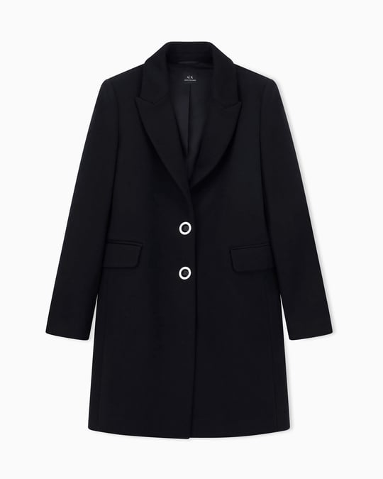 Armani Exchange Armani Exchange Kadın Çentikli Yaka Uzun Kol Düğme Kapama Cep Detay Siyah Kaban XW000716 AF16206-UC001