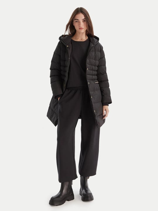 Armani Exchange Armani Exchange Kadın Elastik Manşetler Uzun Kol Kapüşon Yaka Cepli Siyah Kaban XW000652 AF15984-UC001