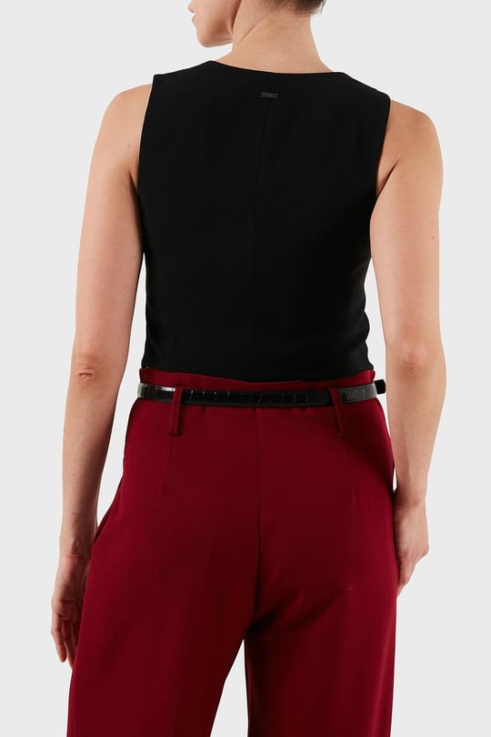 Armani Exchange Armani Exchange Kadın Yüksek Kaliteli Kumaş V Yaka Gold Düğme Detaylı Crop Siyah Yelek XW001279 AF16148-UC001