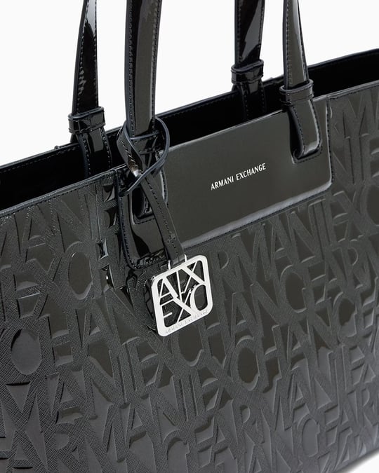 Armani Exchange Armani Exchange Kadın Logo Desenli Fermuarlı Siyah Omuz Çantası XW001481 AF17290-UC001