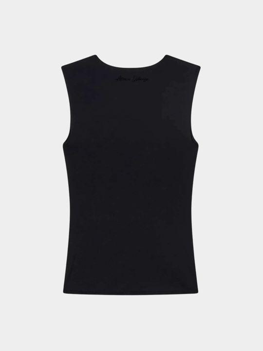 Armani Exchange Armani Exchange Kadın Normal Kalıp Kolsuz Dokuma Kumaş Siyah T-Shirt XW002361 AF14668-UC001