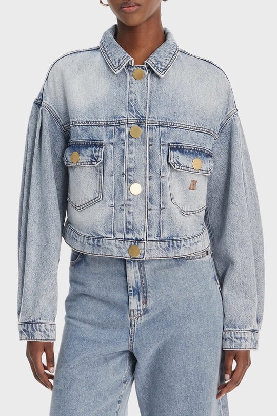 Armani Exchange Armani Exchange Kadın Denim Kumaş Kısa Boy Düğmeli Cepli Mavi Ceket XW002260 AF21338-MB001