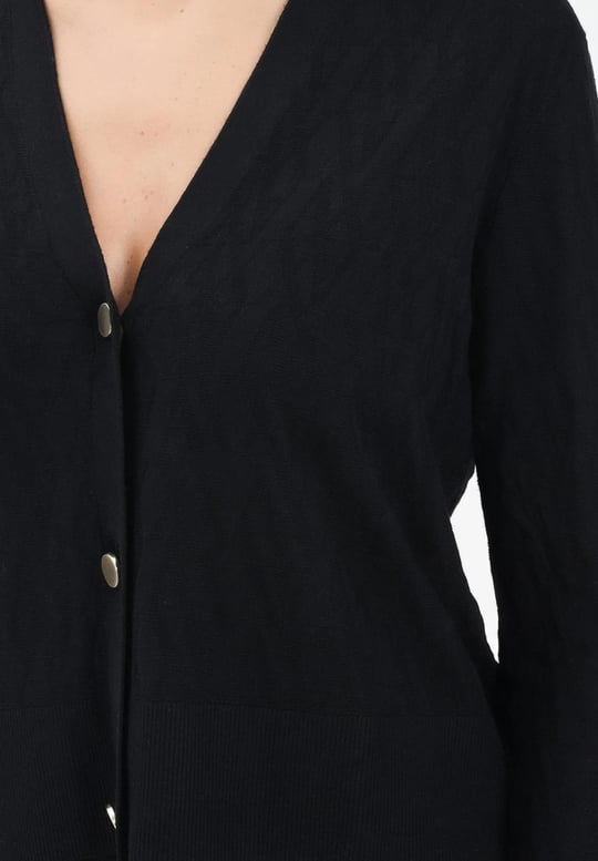 Armani Exchange Armani Exchange Kadın Normal Kalıp V Yaka AX Logo Detaylı Uzun Kollu Siyah Hırka XW001315 AF16619-FC101