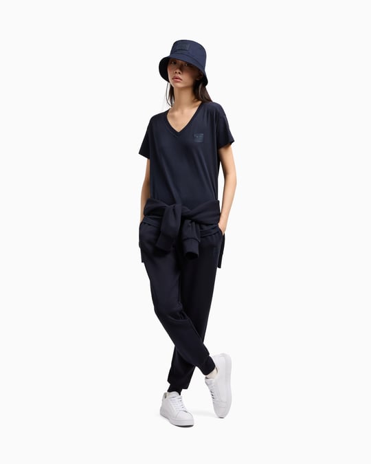 ARMANI EXCHANGE Armani Exchange Kadın Normal Kalıp Beli ve Paçası Lastikli Dokulu AX Logolu Lacivert Eşofman Altı XW000507 AF12819-UB100