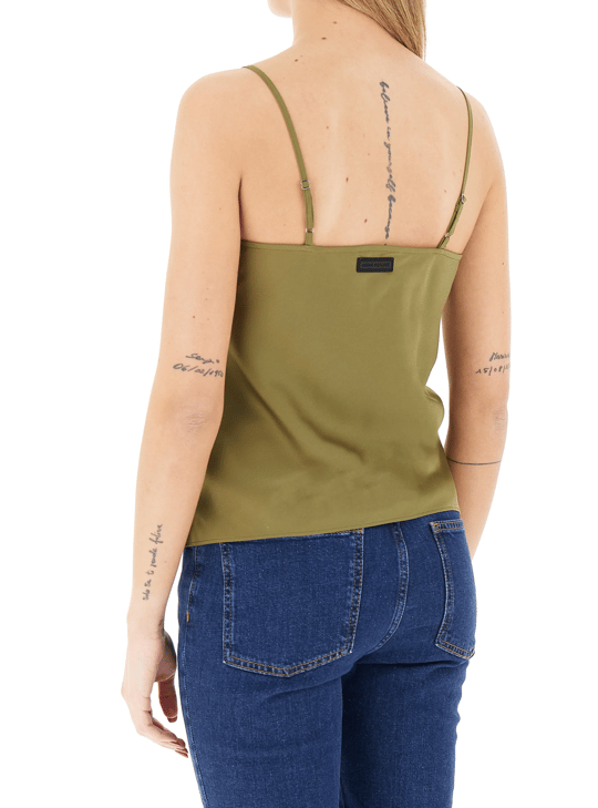 Armani Exchange Armani Exchange Kadın İnce İp Askılı V Yaka Saten Yeşil Bluz 8NYH05 YNZ5Z-U7043