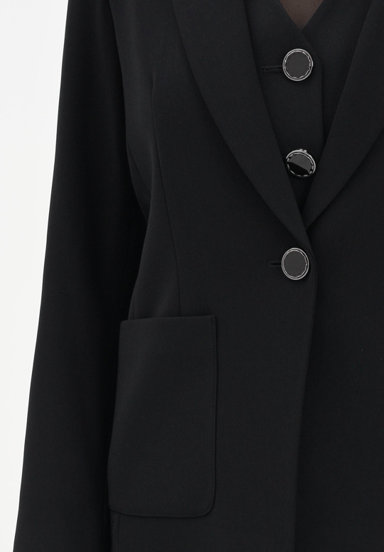 Armani Exchange Armani Exchange Kadın Normal Kalıp Pürüzsüz Kumaş Omuz Pedli Cep Detaylı Tek düğmeli Siyah Ceket XW001277 AF16148-UC001