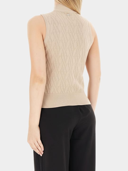 Armani Exchange Armani Exchange Kadın Dar Kalıp Balıkçı Yaka Kolsuz Kahverengi Kazak XW001318 AF16619-F1039