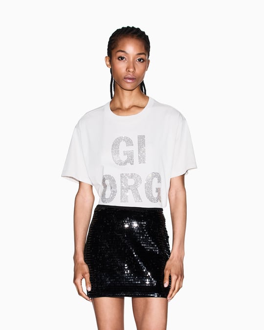 Armani Exchange Armani Exchange Kadın Parlak Pullu Dar Kalıp Mini Siyah Etek XW001298 AF16157-MC117