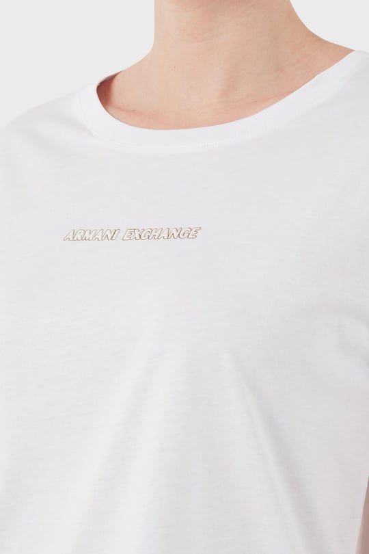 ARMANI EXCHANGE Armani Exchange Kadın Normal Kalıp Yuvarlak Yakalı %100 Pamuklu Kısa Kollu Beyaz T-Shirt XW000534 AF10359-U0002