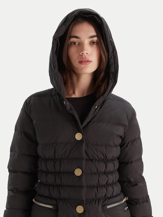 Armani Exchange Armani Exchange Kadın Elastik Manşetler Uzun Kol Kapüşon Yaka Cepli Siyah Kaban XW000652 AF15984-UC001