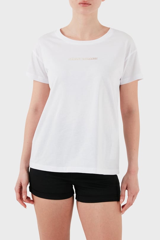 ARMANI EXCHANGE Armani Exchange Kadın Normal Kalıp Yuvarlak Yakalı %100 Pamuklu Kısa Kollu Beyaz T-Shirt XW000534 AF10359-U0002