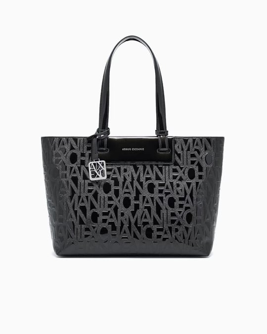 Armani Exchange Armani Exchange Kadın Logo Desenli Fermuarlı Siyah Omuz Çantası XW001481 AF17290-UC001