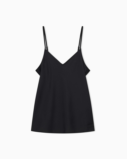 Armani Exchange Armani Exchange Kadın İnce İp Askılı V Yaka Saten Siyah Bluz 8NYH05 YNZ5Z-1200