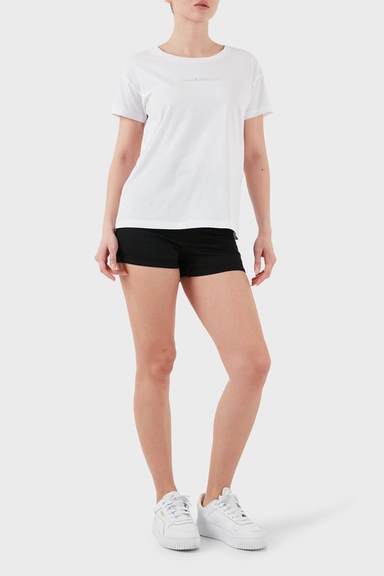 ARMANI EXCHANGE Armani Exchange Kadın Normal Kalıp Yuvarlak Yakalı %100 Pamuklu Kısa Kollu Beyaz T-Shirt XW000534 AF10359-U0002