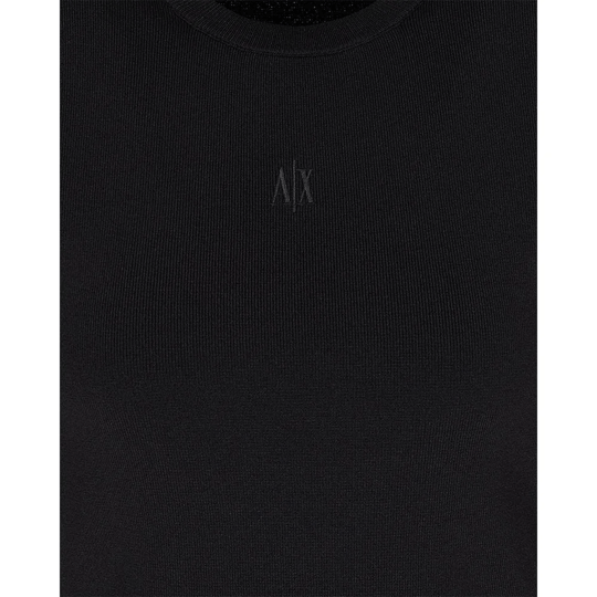 Armani Exchange Armani Exchange Kadın Normal Kalıp AX Logo İşlemeli Yuvarlak Yakalı Siyah Atlet XW001448 AF10352-UC001