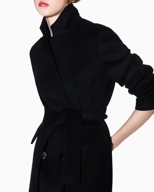 Armani Exchange Armani Exchange Kadın Tek Düğmeli Ve Kemerli Çift Düğmeli Kapatma Yakalı Kapaklı İki Yama Cep Siyah Kaban XW000691 AF16206-UC001